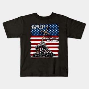 Stand For The Flag Kneel For The Cross Kids T-Shirt